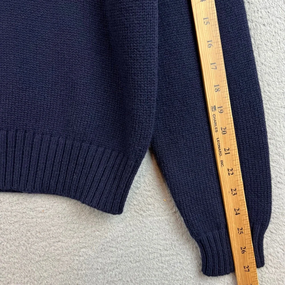 Polo Ralph Lauren Navy Blue 100% Lambswool Quarter Zip Sweater Mens Large
